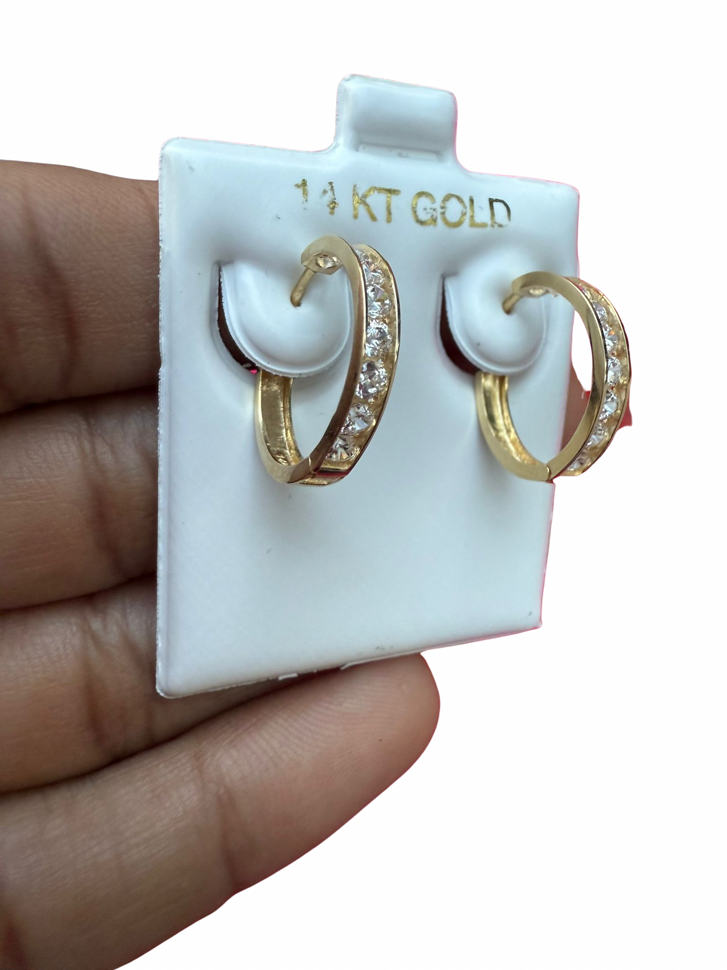 Argollas de oro 14K con circonias incrustadas