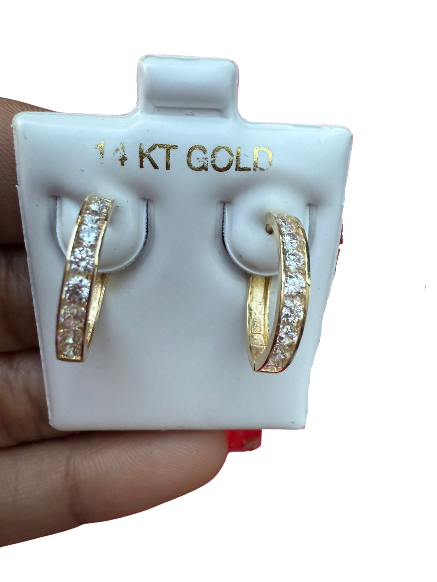 Argollas de oro 14K con circonias incrustadas