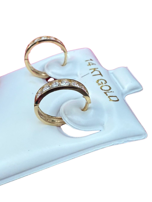 Argollas de oro 14K con circonias incrustadas