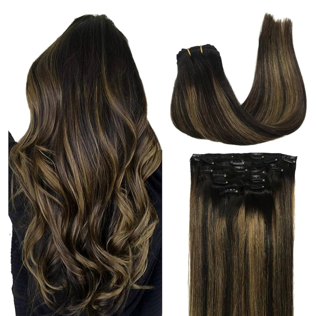 #1B/6/1B Balayage Natural Negro a Marrón Castaño